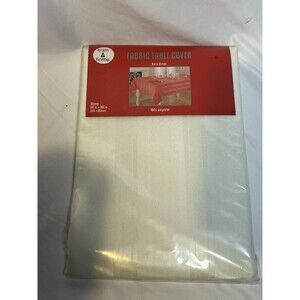 Kmart White Fabric Table Cover Satin Stripe Oblong 60 in x  102 in Trim A Home